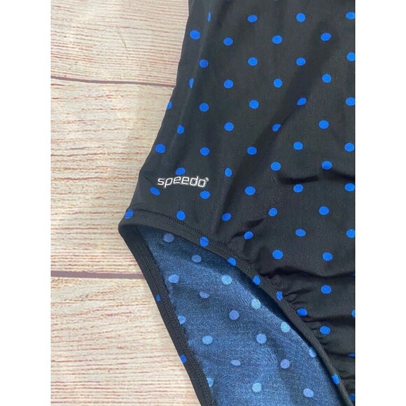Speedo Women's Blue Polka Dot One Piece Swim Suit - 10 - Picture 2 of 12
